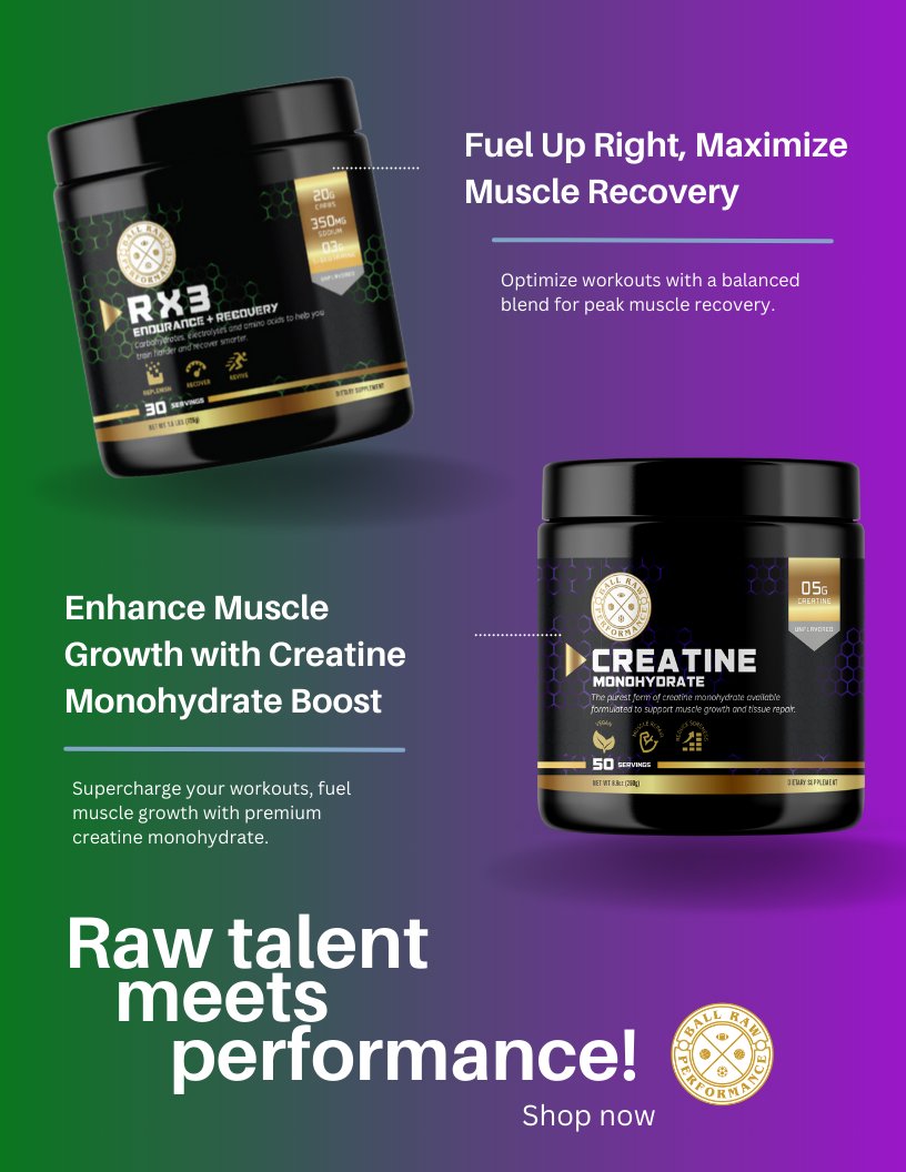 BallRawPerform's tweet image. Elevate your workout game with RX3 Endurance and Recovery and supercharge your muscle growth with Creatine Monohydrate! Experience the ultimate fitness journey with us! #FitnessFuel #StrengthAndEndurance #MaximizeYourWorkout
