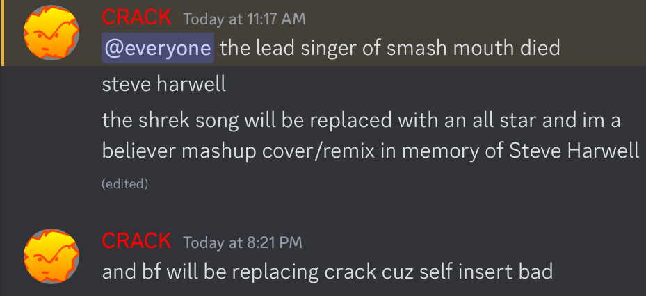 CRACK_0101's tweet image. could anyone make a im a believer and all star mashup song for fnf (shrek vs bf) plus a completely new inst cuz copyright? #shrek #fnf #fnfsong #help