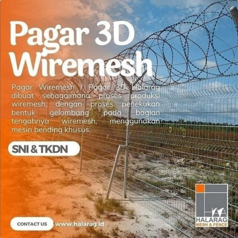 MegaHalarag's tweet image. Pagar Wiremesh / Pagar 3D Halarag dibuat sebagaimana proses produksi wiremesh, dgn proses penekukan bentuk gelombang pd bagian tengahnya wiremesh, menggunakan mesin bending khusus.

Tunggu apalagi buruan order ke 08119920524

#pagarwiremesh #pagar3d #pagarbandara #pagarbrc