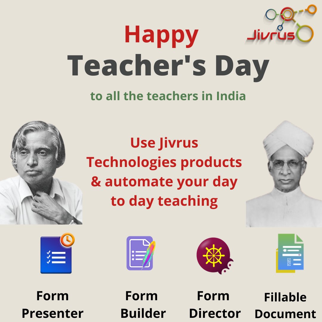 jivrus's tweet image. #TeachersDay #FormDirector #FormPresenter #FormBuilder #FillableDocument #Jivrus #JivrusTechnologies