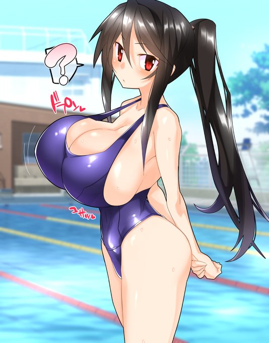 まだまだ暑いのでスク水ユー子と運動する図。 