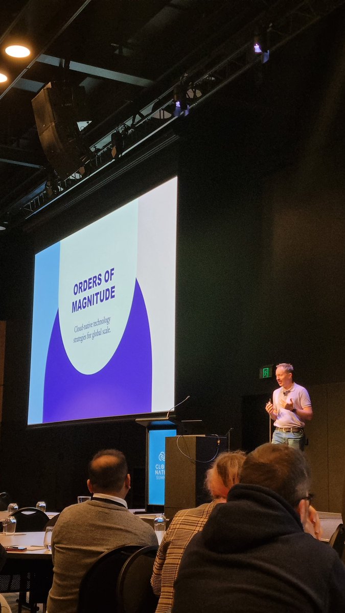 willvelida's tweet photo. Who's this dashing fellow? @DanielLarsenNZ talking about cloud native tech strategies for global scale at @cloudnativego #cloudnativeANZ https://t.co/WlOH2SUYgm