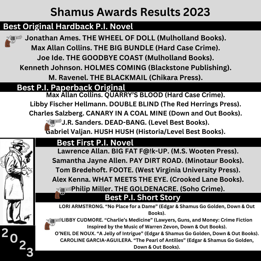 #ShamusAwards2023 in #SanDiego <a href="/MaxAllanCollins/">Max Allan Collins</a> <a href="/JoeIdeTweets/">Joe Ide</a> <a href="/CharlesSalzberg/">CharlesSalzberg</a> <a href="/WriteLarryWrite/">Lawrence Allan</a> <a href="/samallenwrites/">Samantha Jayne Allen</a> <a href="/AlexKenna9/">Alex Kenna</a> @PhilipJEMiller <a href="/lori_author/">Award Winning Author Lori Armstrong</a> @LibbyCudmore <a href="/elliotfsweeney/">Elliot Sweeney</a> <a href="/levelbestbooks/">Level Best Books</a> <a href="/mulhollandbooks/">Mulholland Books</a> <a href="/HardCaseCrime/">Hard Case Crime</a> <a href="/BlackstoneAudio/">Blackstone Publishing</a> <a href="/MinotaurBooks/">Minotaur Books</a> <a href="/crookedlanebks/">Crooked Lane Books</a>