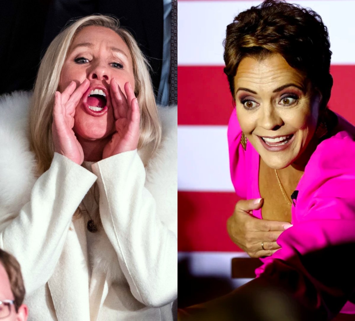 NoLieWithBTC's tweet image. Marjorie Taylor Greene and Kari Lake are reportedly in an intense “death race” to be Trump’s Vice Presidential running mate.

Trump has discussed both of them as potential choices, sources say.

Greene and Lake view each other with strong disdain.

🔗rollingstone.com/politics/polit…