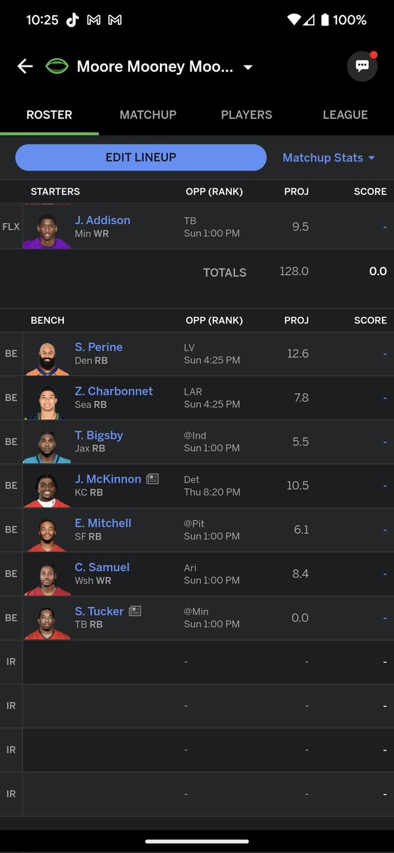 Slic117's tweet photo. @LoechnerNFL 12 team full ppr https://t.co/HM0FbFY1Ms
