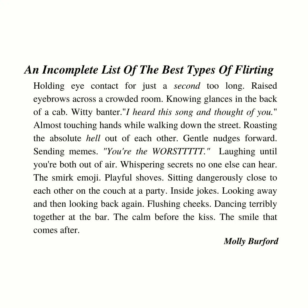 ThoughtCatalog's tweet photo. Incomplete List Of The Best Types Of Flirting 😉 https://t.co/PopwndG0Eo