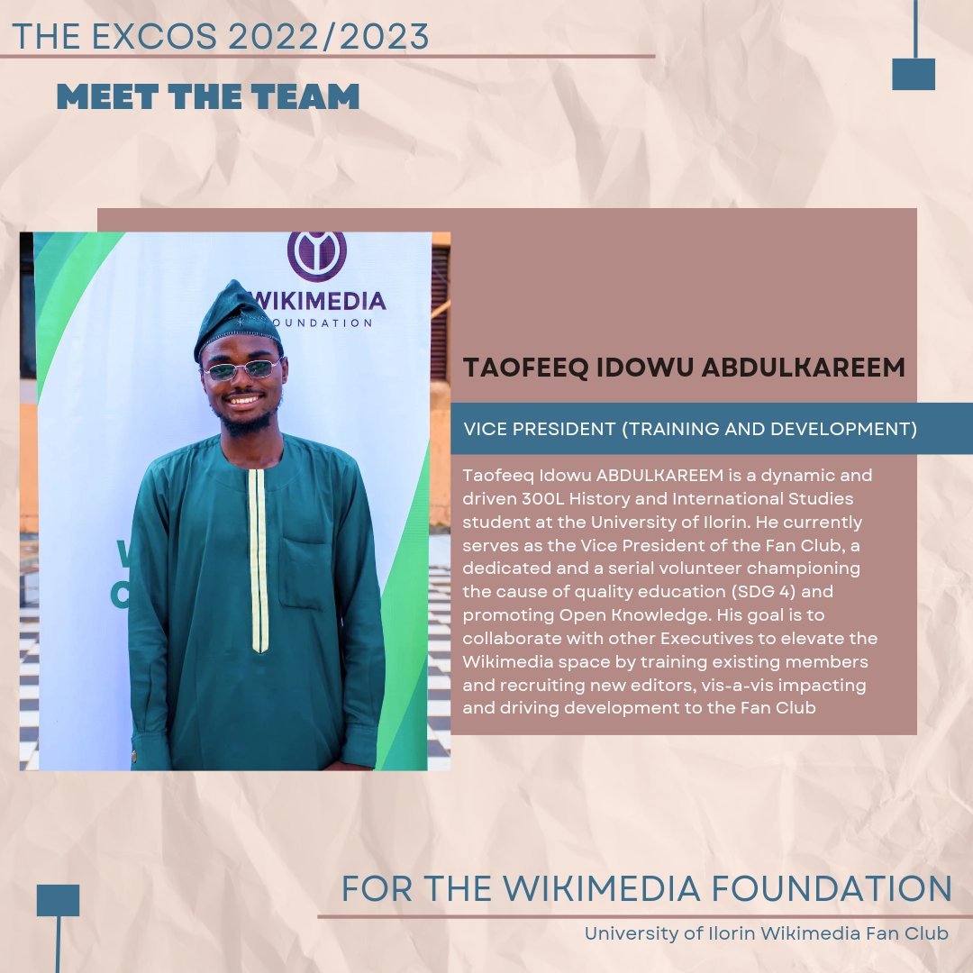 WikimediaUiL's tweet photo. #Meettheteam with great dedication towards serving the Fan club and ensuring that the goals of the Wikimedia Foundation is achieved, allow us introduce to you
The excos for the next academic session.
@wikimedianigeria https://t.co/AHnp9R543Z