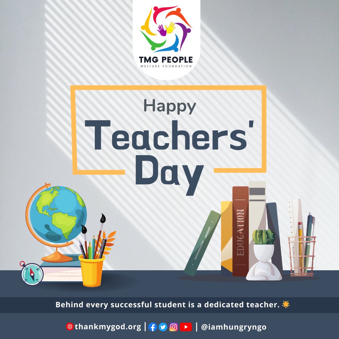 Behind every successful student is a dedicated teacher 🌟 - #HappyTeachersDay
.
.
.
#TeachersDay #Gratitude #InspiringMind #tmgfoundation #thankmygod #iamhungryngo #nobuddyhungry