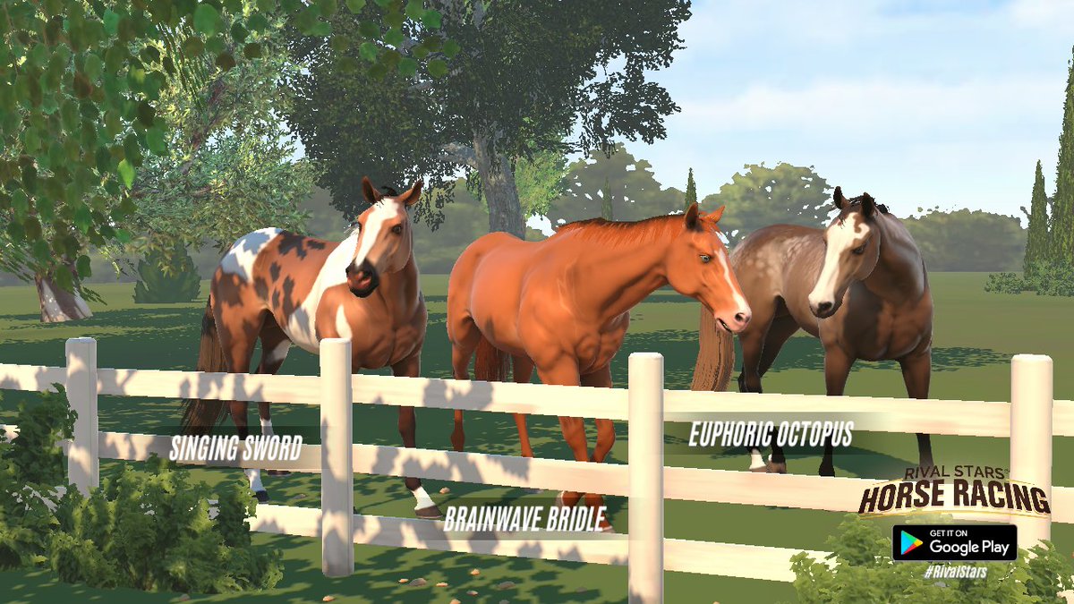 #My favorites - SINGING SWORD, BRAINWAVE BRIDLE, and EUPHORIC OCTOPUS! I just had to share my gorgeous horses. Share yours, too! 🐴 Download the game for free on iOS and Android ppok.me/horseracing