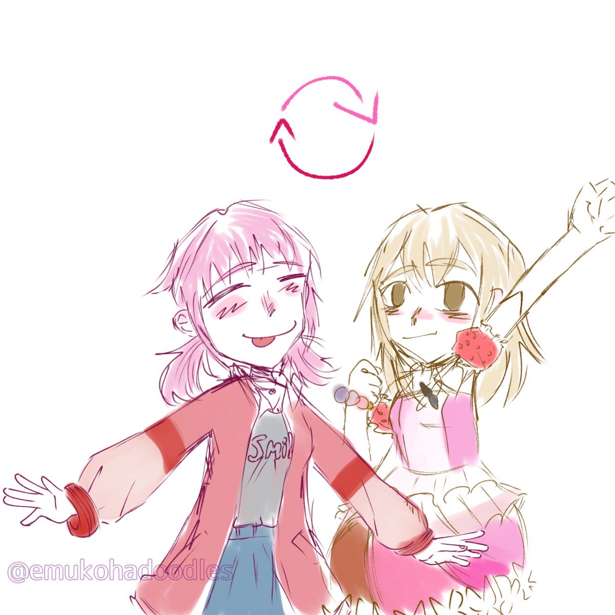 emukohadoodles's tweet photo. day 1: outfit swap!! 

#prsk_FA #prsk_GL #emukoha #kohaemu #小豆沢こはね #鳳えむ https://t.co/shE6NBed7J