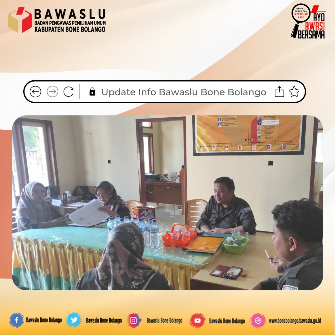 BwsBoneBolango's tweet photo. #SahabatBahwaslu Bawaslu Kabupaten Bone Bolango melaksanakan kegiatan monitoring pengawasan tahapan penyusunan Daftar Pemilih Tambahan (DPTb) dan Daftar Pemilih Khusus (DPK) dalam rangka Pemilihan Umum Serentak Tahun 2024 sejak Senin (04/08/2023). https://t.co/f1jt84U5yb