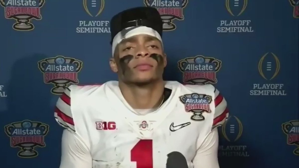 AdamKing10TV's tweet photo. Justin Fields and the 11th ranked Ohio State Buckeyes may have changed the course of Clemson history. 

The look when you know you just took down an entire program: https://t.co/JshbLIQcdV