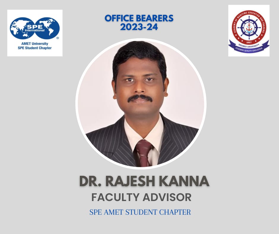 speametofficial's tweet photo. Greetings from SPE AMET SC! 
 
DR.A. Rajesh Kanna is appointed as " Faculty Advisor" for the SPE AMET SC! 
 
 #speofficials #speofficials2023_2024 #speamet https://t.co/iBNfK0rXKz