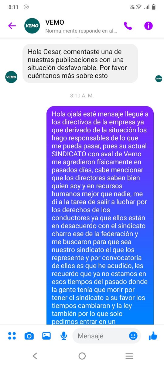 cesar_becerril1's tweet photo. Mi respuesta a la empresa VEMO que es la de carros eléctricos que brinda el servicio de @Uber_MEX en contexto el abuso a sus trabajadores es tal que ya están hartos y quieren cambiar de sindicato pero estos agreden físicamente en lugar de ganar en más urnas como marca la ley https://t.co/MWMF7w4TXV