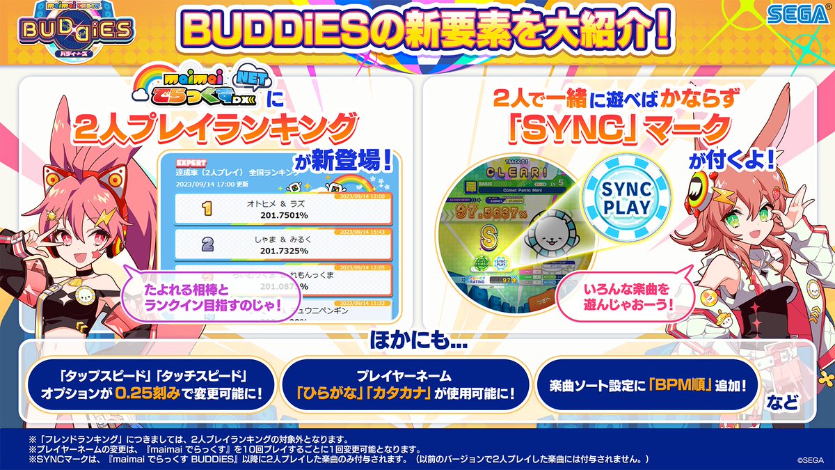 BUDDiESの新機能を大紹介！】 「2人プレイランキング」「SYNCマーク