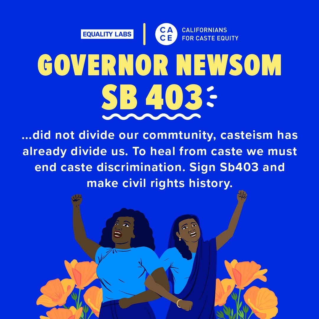 dalitdiva's tweet photo. Dear @GavinNewsom we want to assure that the only way to heal from caste is to end caste discrimination. We need your help to #signsb403 for our community was not divided by #sb403 we were already divided by caste. So please help us end the violence and bigotry! #YesonSb403 https://t.co/ephmlsxMHG