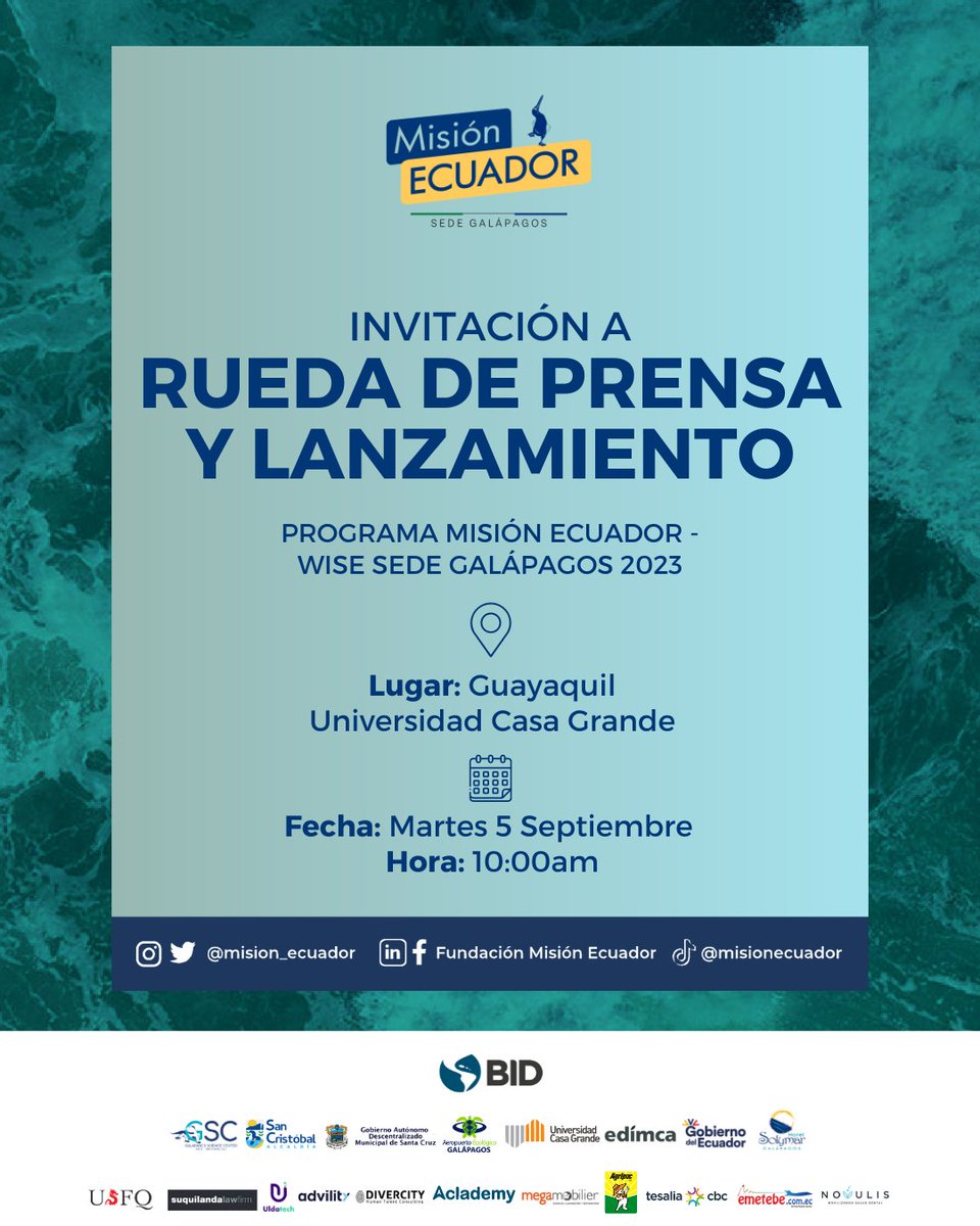 ¡Misión Ecuador en Guayaquil! 🚀

Te esperamos mañana:

📌 Lugar: Universidad Casa Grande <a href="/ucasagrande/">Universidad Casa Grande</a>
🗓️ Martes, 5 de Septiembre 
⏰ 10:00 a.m.

Después, no te pierdas la feria de emprendimientos de nuestros anteriores becarios. 
#MisiónEcuador #Emprendedores #Galapagos