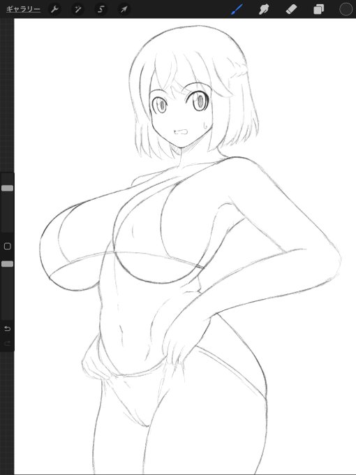 ラフ。

線画にして色塗るかは雑用した後の気分で。 https://t.co/r44ccn5VET 