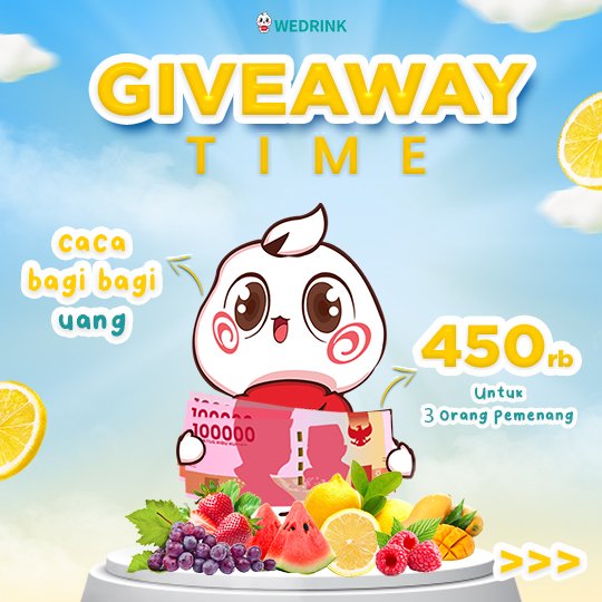 WEDRINKRX's tweet photo. ✨WEDRINK GIVEAWAY✨
💸Rp450K untuk 3 Pemenang💸

Hai Winkers! Yuk ikutan #WEDRINKGIVEAWAY khusus warga Twitter✖️
Rulesnya ada di slide 2 yaa! #WEDRINKICECREAM

Jangan ketinggalan‼️
📅Periode 5-7 Sept 23

Oklin Wulan Guritno najwa Minta Klaten Rafly Selasa JENO DESERVES BETTER https://t.co/5krNDyAPA7