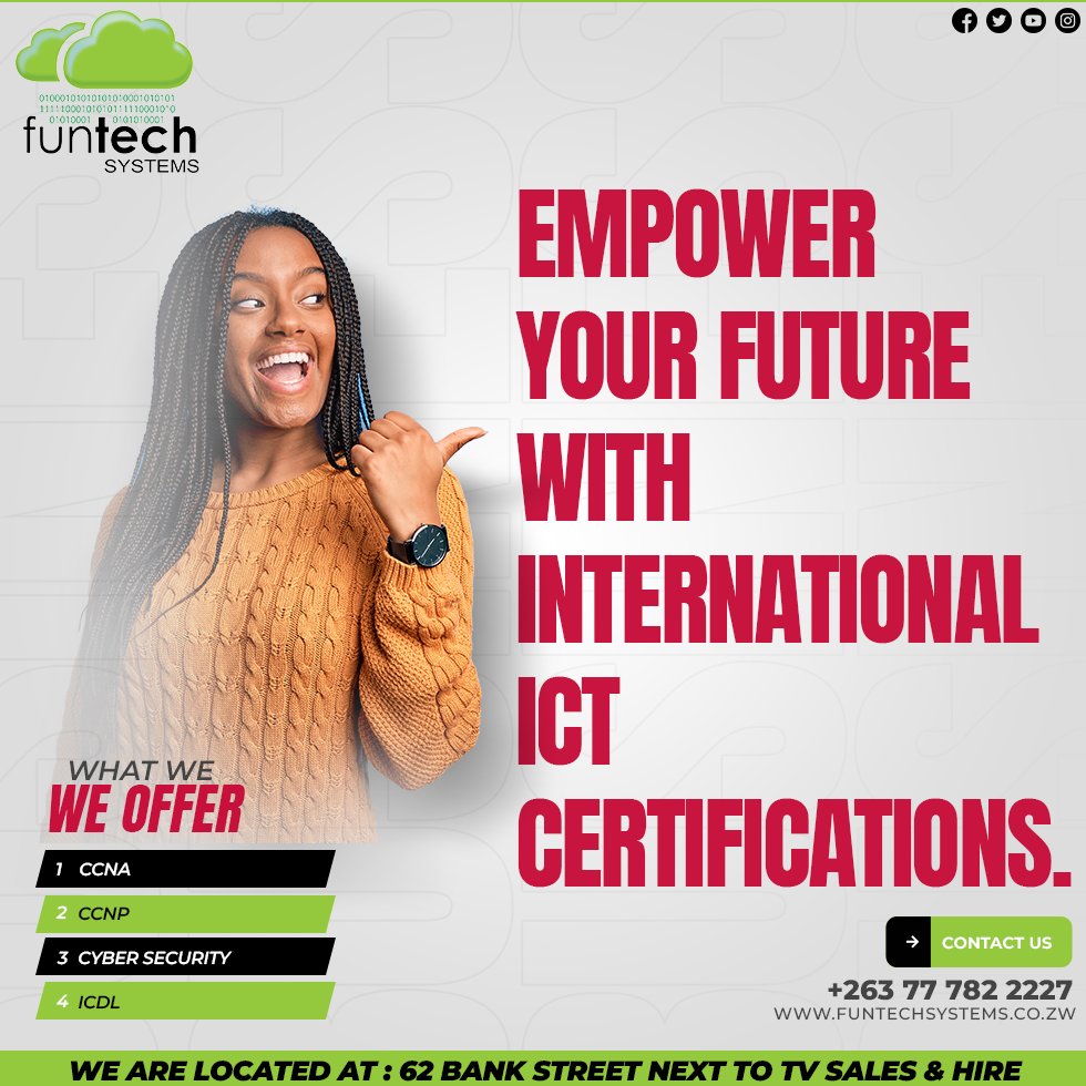 Excel in the Digital Age with Internationally Accredited ICT Certifications.

#ICTCourses #CertificationPrograms #ITTraining #TechEducation #DigitalSkills
#ITCertifications #TechCertification #ICTTraining #ITCareer #TechSkills #ProfessionalDevelopment #DigitalTransformation