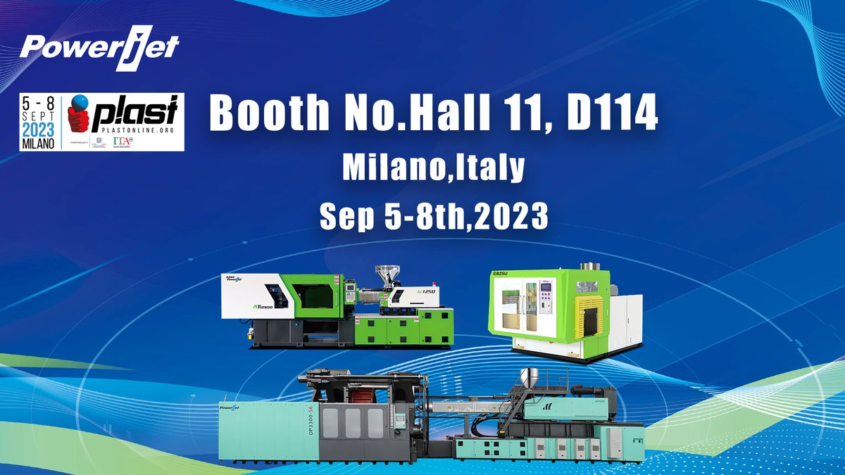 PowerjetG's tweet image. Trade Show: PLAST 2023-- International Exhibition for Plastics and Rubber Industries
Date: September 5-8th, 2023
Time: 9:30-18:00
Booth No. Hall 11, D114
Add: Fiera Milano Rho Exhibition Centre, Milan, Italy
Come and meet us-Powerjet!

#plast2023 #plast2023milano #plasticmachine