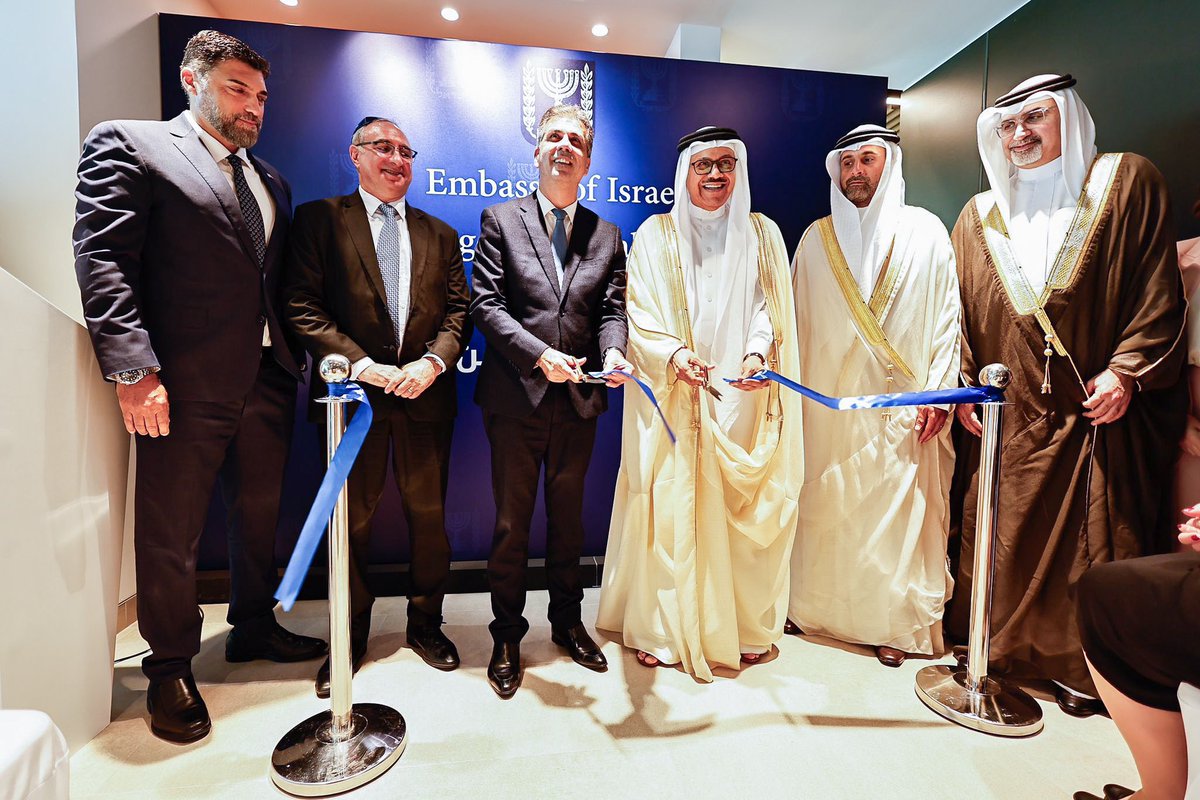 Minister of Foreign Affairs, Dr. Abdullatif bin Rashid Al-Zayani, and Minister of Foreign Affairs of the State of Israel, <a href="/elicoh1/">אלי כהן | Eli Cohen</a>, opened today the new headquarters of the Embassy of the State of #Israel in the Kingdom. #Bahrain