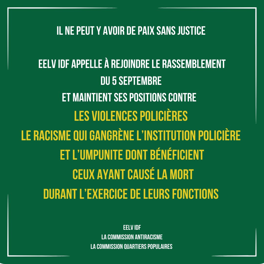 Pas de justice, pas de paix.
A l'appel de @laveritepouradama rdv le 5/09 à 18h place de la République à Paris. Soyons nombreux-ses pour soutenir la famille et demander justice pour toutes les victimes de #violencespolicières.
#justicepouradama #pasdejusticepasdepaix #antiracisme