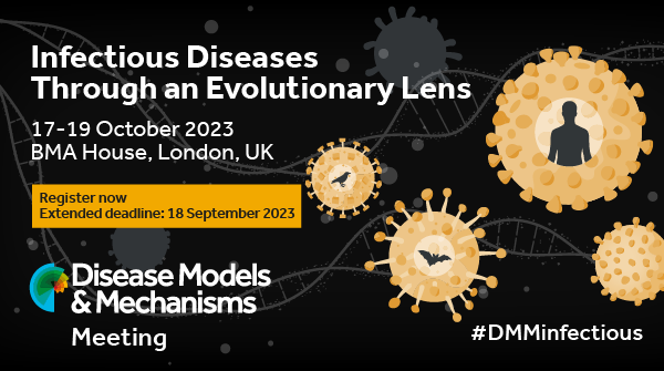 Extended deadline for our #DMMinfectious meeting! Register by 18 September to join organisers Wendy Barclay @wendybarclay11 Sara Cherry @FlyByVirus David Tobin @TobinLab & Russell Vance @russellevance and a great-line up of speakers in London in October. 
biologists.com/meetings/dmmin…