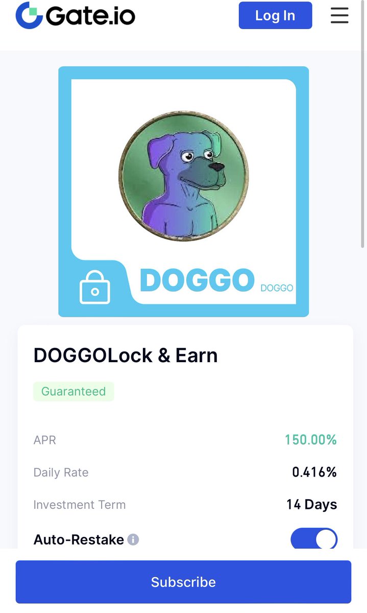 Hodl &amp; Earn on Gate 📈

We just launched a $DOGGO staking  directly on Gate!

The first staking round lasts 14 days with 150% APR!

Your daily reward is 0.416% 🚀

Increase your holdings NOW! 

Stake: gate.io/article/32011