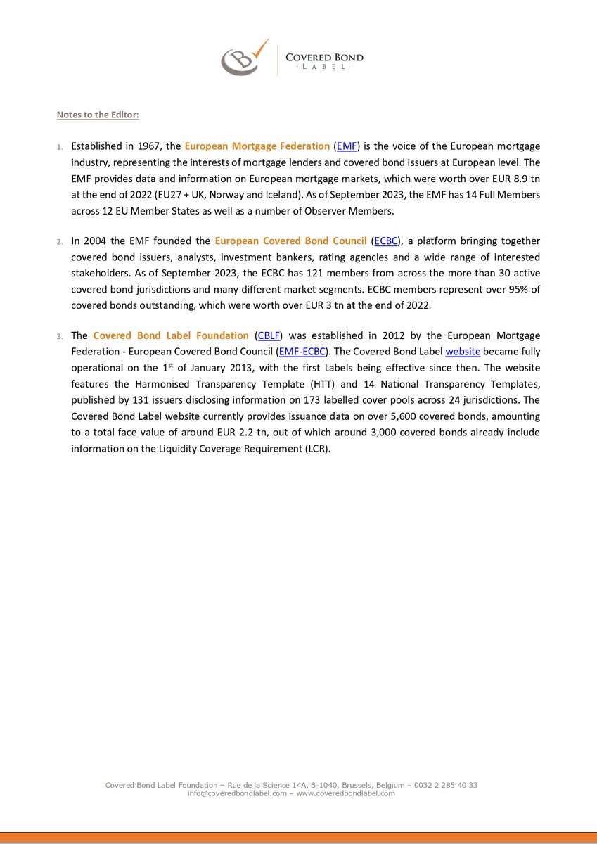 The Covered Bond Label Foundation(CBLF) is delighted to announce that Cassa di Risparmio di Bolzano SpA has joined the Covered Bond Label, which now counts a total of 131 issuers and 173 cover pools in 24 jurisdictions. 

More info bityl.co/KuX9