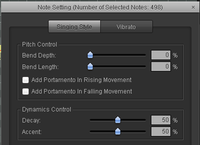 vocaloid tuning tip: select all the notes, right click them and select the 'Edit Singing Style option. then go to the pitch control and set 'bend depth' to 0. gets rid of that weird vocaloid portamento thing. i think utaformatix does this for u if ur converting a file to a vsqx.