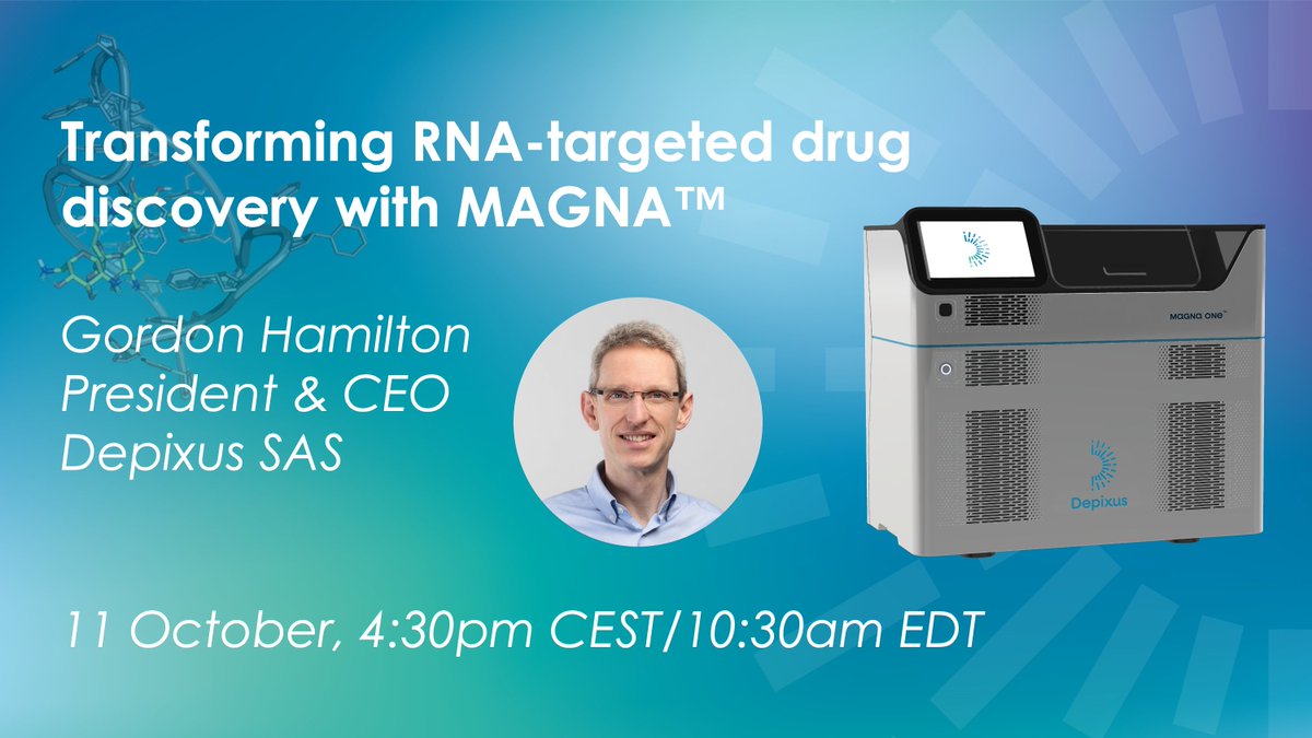 WEBINAR - Wednesday, 11 October at 4:30 p.m. CEST/ 10:30 a.m. EDT
 
Gordon Hamilton, President &amp; CEO, will talk about how MAGNA™, an exciting new technology from Depixus based on magnetic force spectroscopy, can be used to:
 
us02web.zoom.us/webinar/regist…