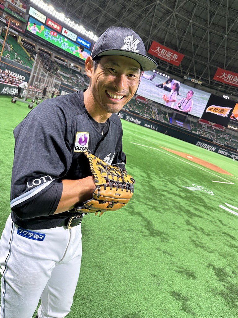 試合前、リラックスした表情の #荻野貴司 選手。 ベテランの活躍を期待
