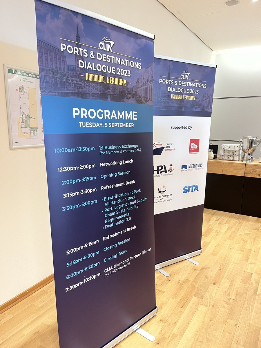 CLIAEurope's tweet photo. Welcome to Hamburg for Ports &amp; Destinations Dialogue! 🇩🇪🤝
Prepare to engage in discussions, network with industry peers and explore the potential of the cruise sector 💡🛳️ https://t.co/gNH15dROMw