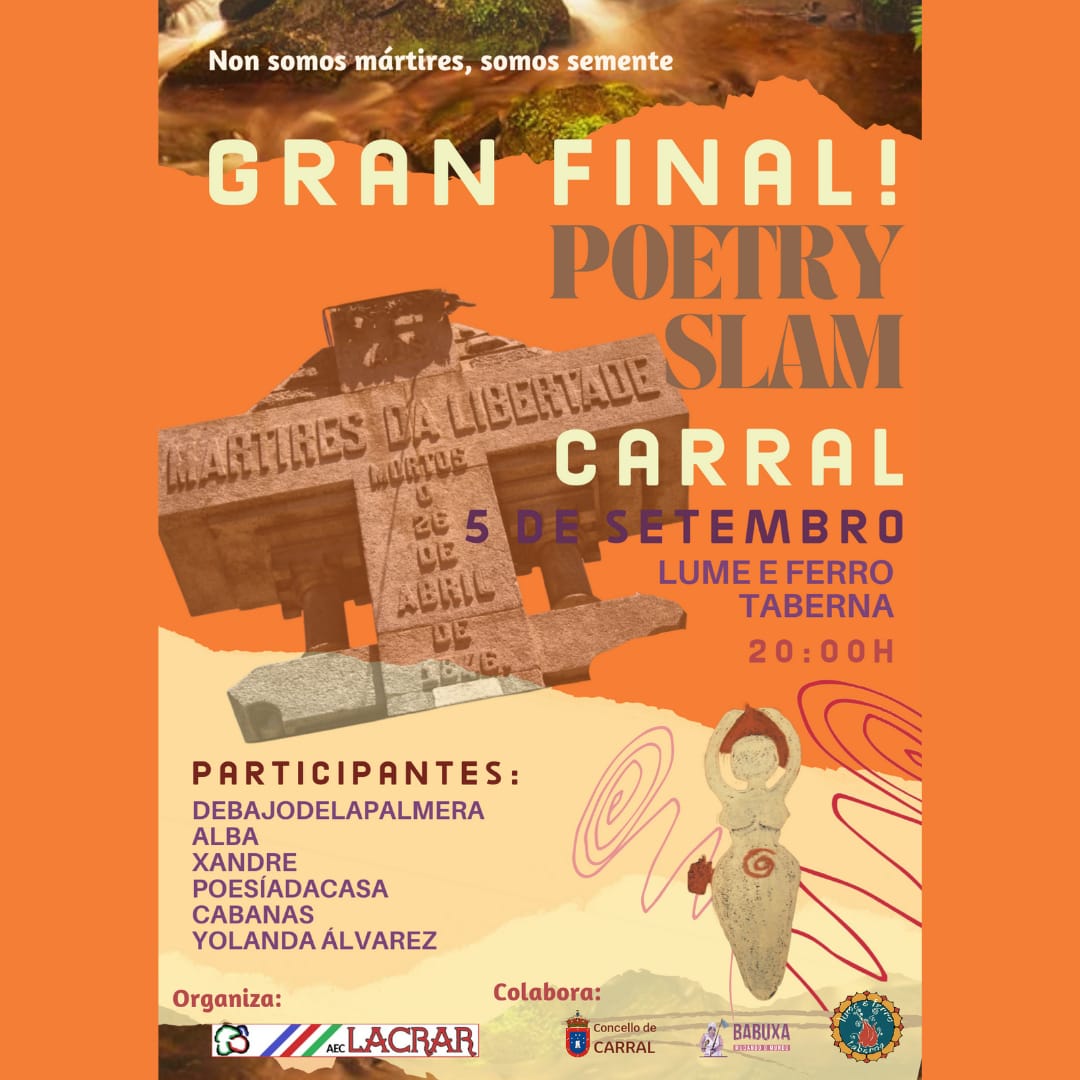 ATENCIÓN!!!!!!!
Chegou o día 🥳🥳🥳
Recordade que hoxe as 20.00 temos unha cita no @lumeferrotaberna para a gran final do #slampoetryCarral 
Non faltes 😘😘🔥🔥