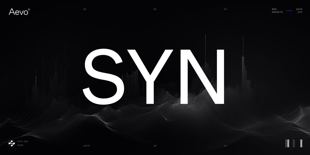 New listing: SYN-PERP 🥳 Today, a VC removed their on-chain liqudity for @SynapseProtocol and sold their tokens If you have a view on whether this is bullish or bearish for $SYN, trade it here today -> app.aevo.xyz/perpetual/syn