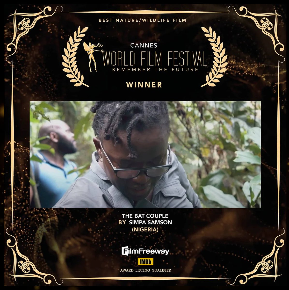 Congratulations to filmmaker @saintonios, whose captivating film 'The Bat Couple' won the prestigious 'Best Nature/Wildlife Film' award at the Cannes World Film Festival. 🏆🦇@bigworldcinema