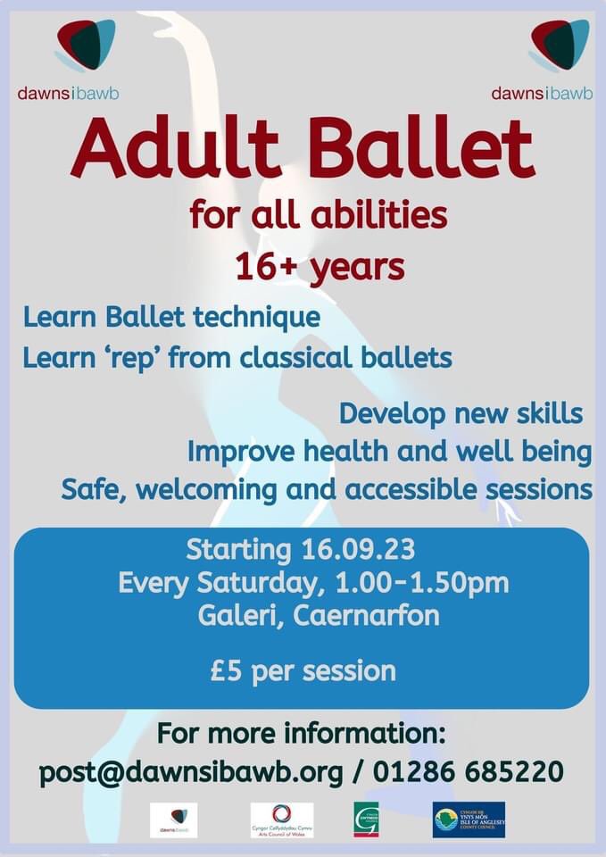 ❗️NEW SESSIONS❗️ Dawns i Bawb are pleased to offer a new class - Ballet for Adults. Everyone is welcome of all abilities, people that have never danced, haven't danced for years or those who have experience. The sessions will be great for your fitness, health and well being.