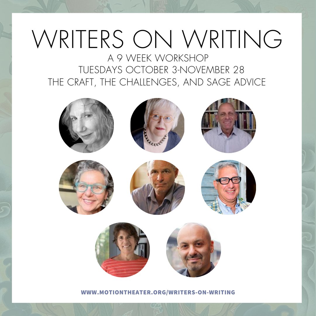 A writing workshop featuring 7 renowned authors in conversation with Nina Wise. Join us for a unique opportunity to sharpen your writing skills and connect with fellow wordsmiths. Sign up now motiontheater.org/writers-on-wri… 
#WritingCommunity #AuthorTalks #CraftConversation #writer