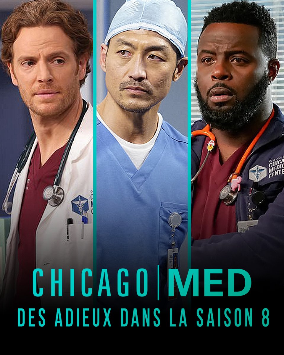 UniversalSerie's tweet photo. C'est l'heure des adieux du côté de #ChicagoMed 👋👨‍⚕��� Les docteurs Dylan Scott (Guy Lockard), Ethan Choi (Brian Tee) et William Halstead (Nick Gehlfuss) quittent le Chicago Medical Center après des années de bons et loyaux services. Qui vous manquera le plus ? 😥 https://t.co/qDeYWV73Dj