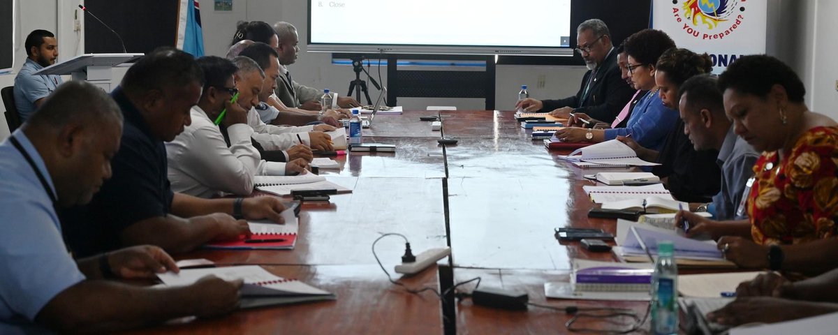 FijiNDRMO's tweet photo. The National Disaster Management Council convened in Suva today,chaired by @MRMDFiji Minister Hon.Sakiasi Ditoka.
Following this meeting,the @FijiNDMO will continue to work with Council members,stakeholders &amp; partners to ensure we are collectively prepared for future disasters. https://t.co/aZXSuZbMB3