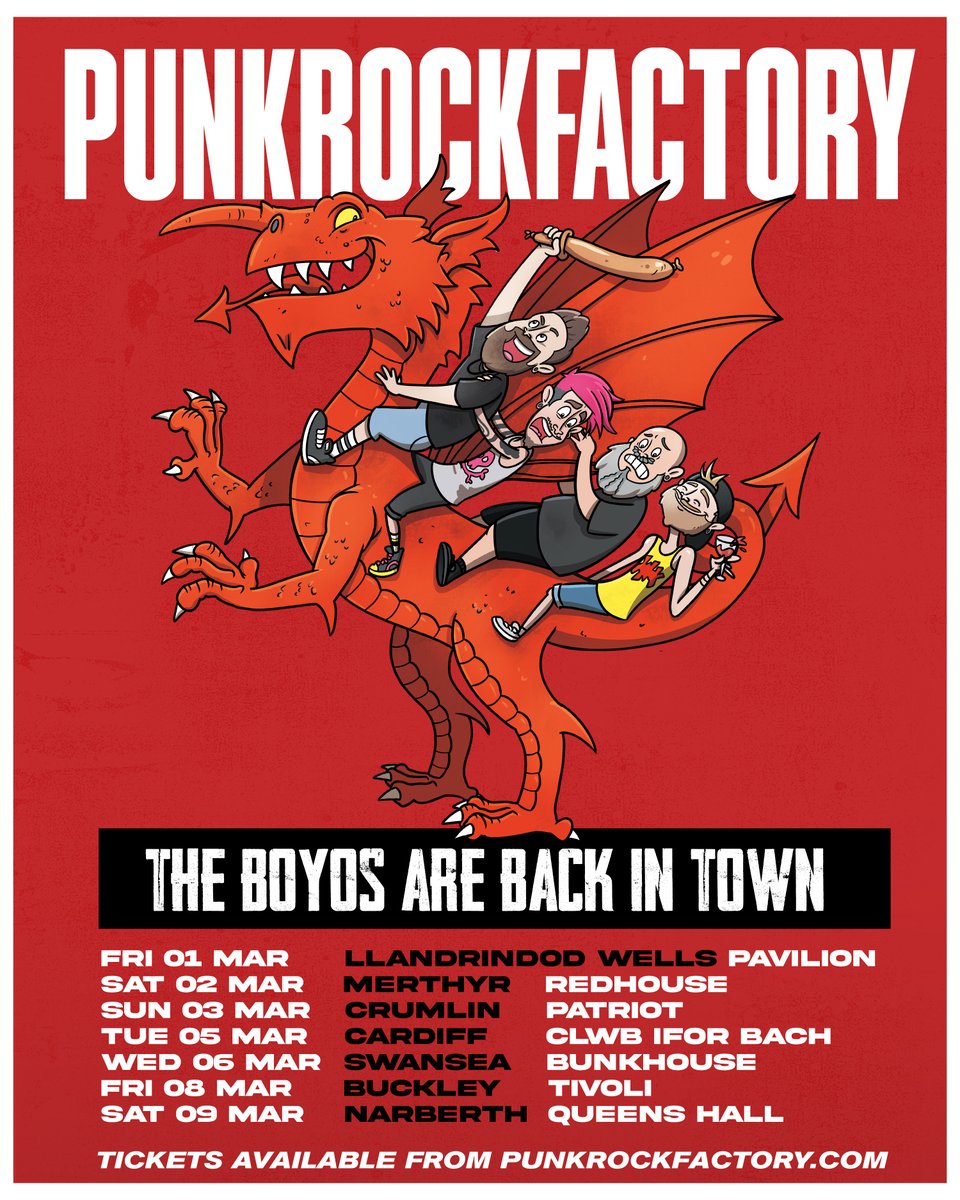 punkrockfactory's tweet photo. Boreda CYMRU!! You guys asked for it, so let’s do it… WALES, THE BOYOS ARE BACK IN TOWN!

Tickets go on general sale this Friday at 10am or Join the PRF mailing list to be emailed tickets on Thursday at 10am.

Early Access Ticket Sign Up https://t.co/dFYhWCOD0O https://t.co/qIo5L5CROq
