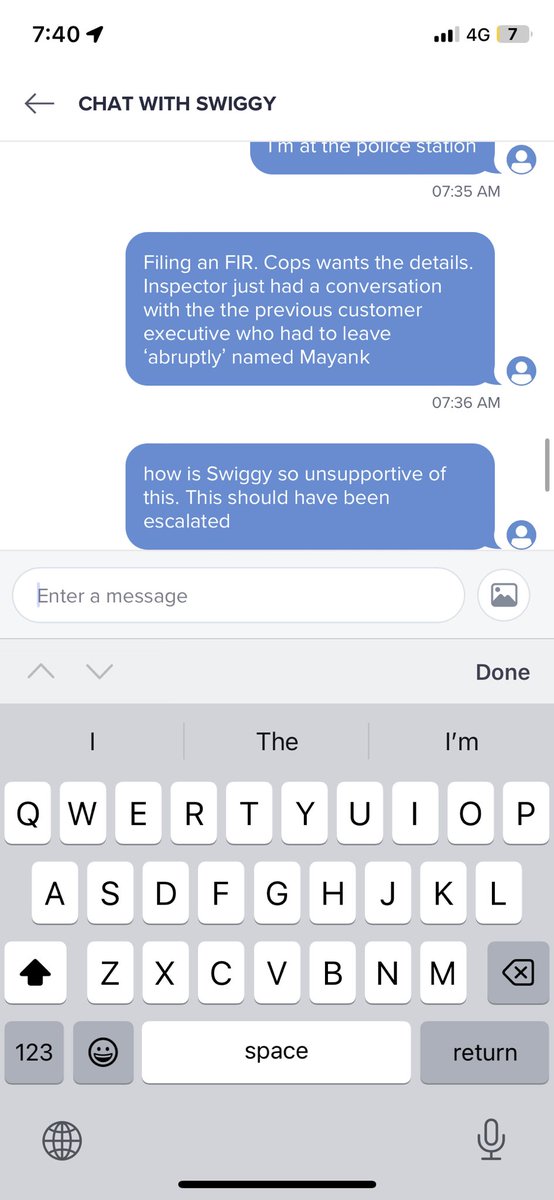 k27212016's tweet photo. @Swiggy is this how you treat a sensitive situation? The delivery guy asked me to have ‘sex’ with him, kept knocking on my door. And after eight hours , here I’m sitting at the police station waiting for you guys to action upon these things. You should be ashamed of yourself https://t.co/56E5A1d2Q8