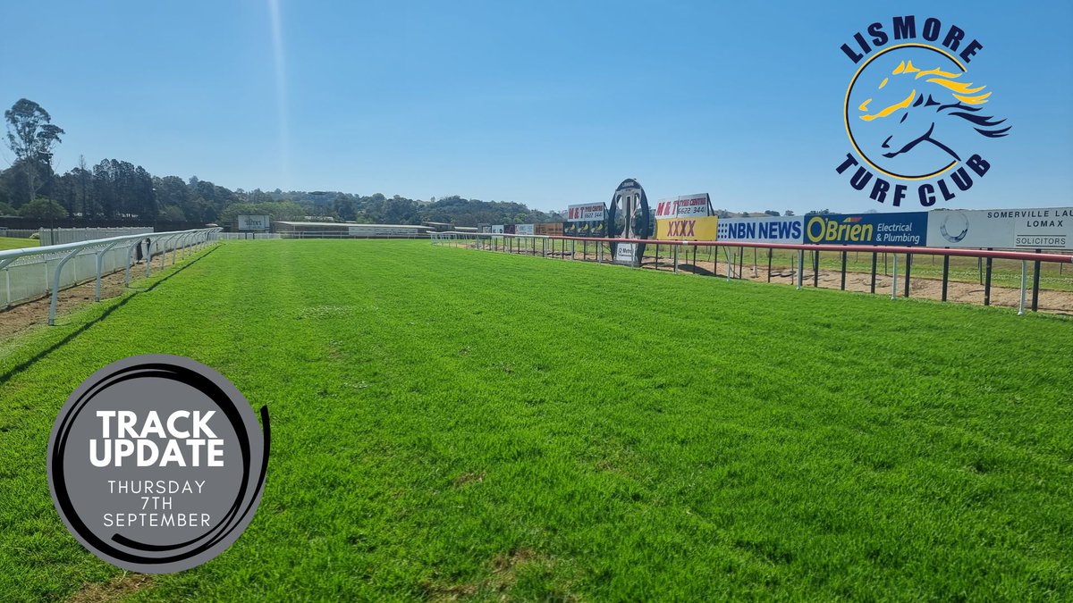 LismoreTurfClub's tweet photo. Lismore Track Update for Thurs 7/9
Stewards inspected track at 11.30am today, upgraded track to a Soft 5.
@racing_nsw @RNSWStewards
@SkyRacingAU @tabcomaumedia @daveystan1 @richieplz @nswjockeys @garykliese
@nbnnews https://t.co/hgBGb4QY47