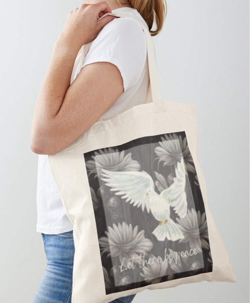 ‘Peace’ cotton tote bag.    
Designed and sold by RMDSCreations.redbubble.com. 
SHOP 👉pin.it/26HYhLy
 #dove #cotton #cottontotebag #totebag #sustainable #reuseable #versatile #everydaystyle #bags #marketbags