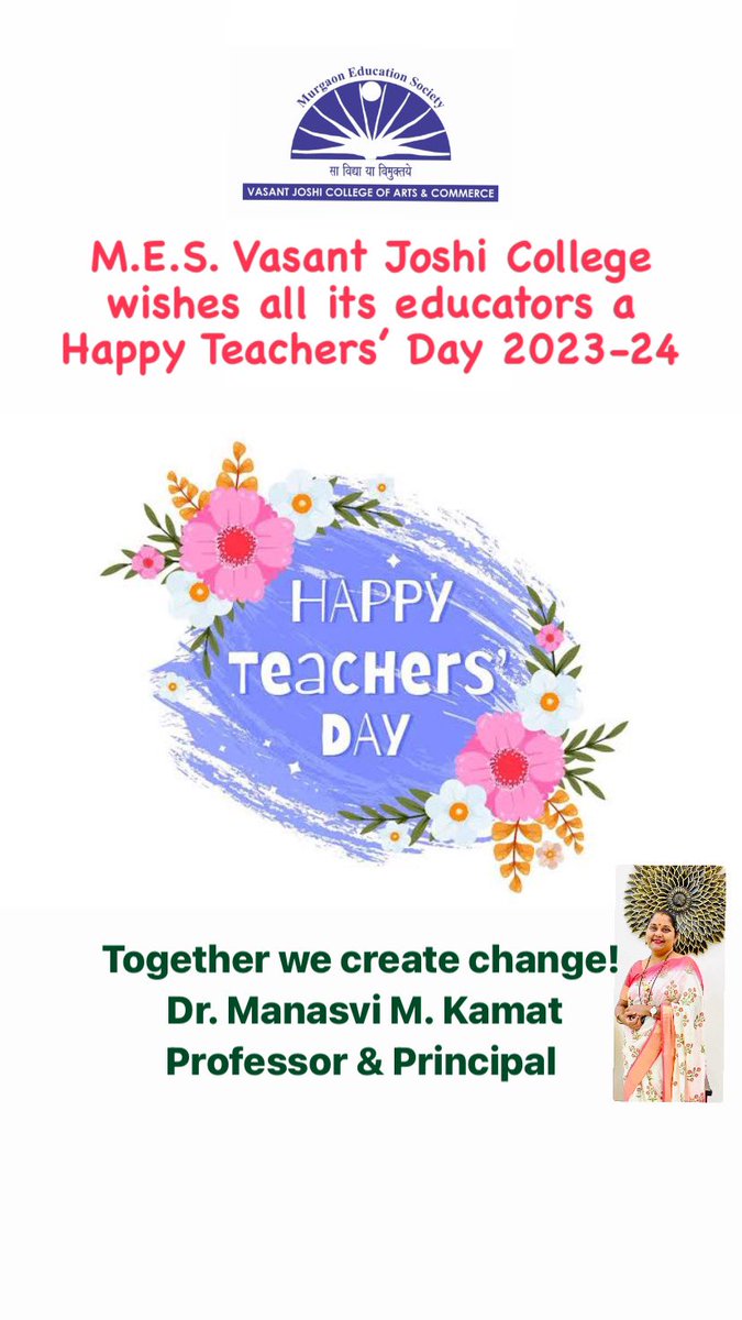 mes_arts's tweet photo. Happy Teachers’ Day to all the educators who strive to bring out the best in students #teachersday2023 #TeachersDay #mescollegegoa https://t.co/DTpp0lELfg