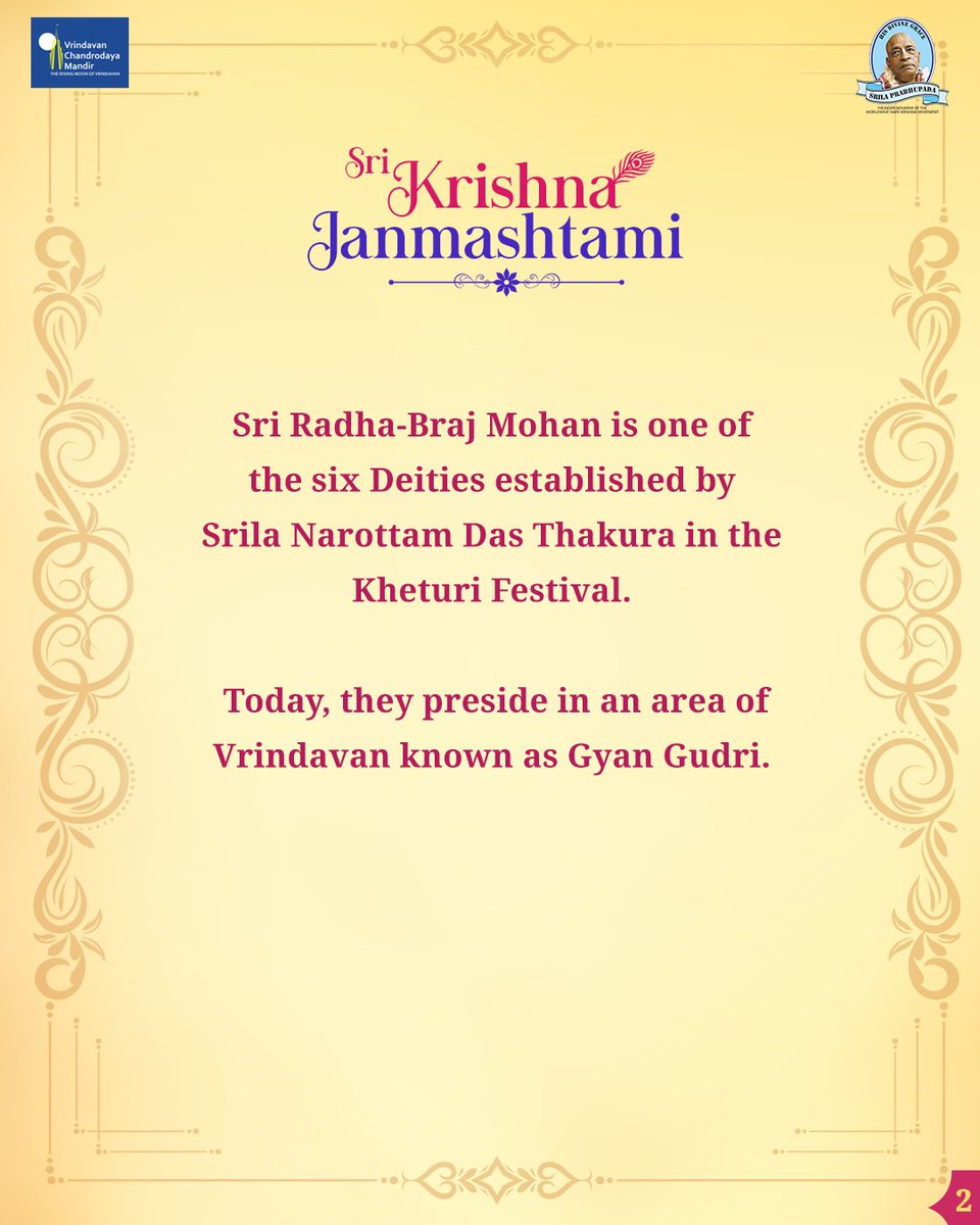 VCMVrindavan's tweet photo. Sri Radha-Braj Mohan Ji, Sridham Vrindavan
.
.
.
2 Days left for Sri Krishna Janmashtami.
.
.
.
.
.
.
.
.
#VrindavanChandrodayaMandir #Vrindavan #TallestTemple #Janmashtami #Gemsofvrindavan #ExploreBraj #brajmohan #Narrotamdasa https://t.co/qBW58gE5KC