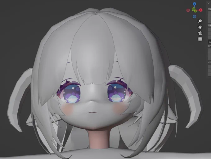 Blenderで0から全身キャラモデリング練習7日目(昨日時点): 前髪作り込み!かなりイイ感じになってきてる! 