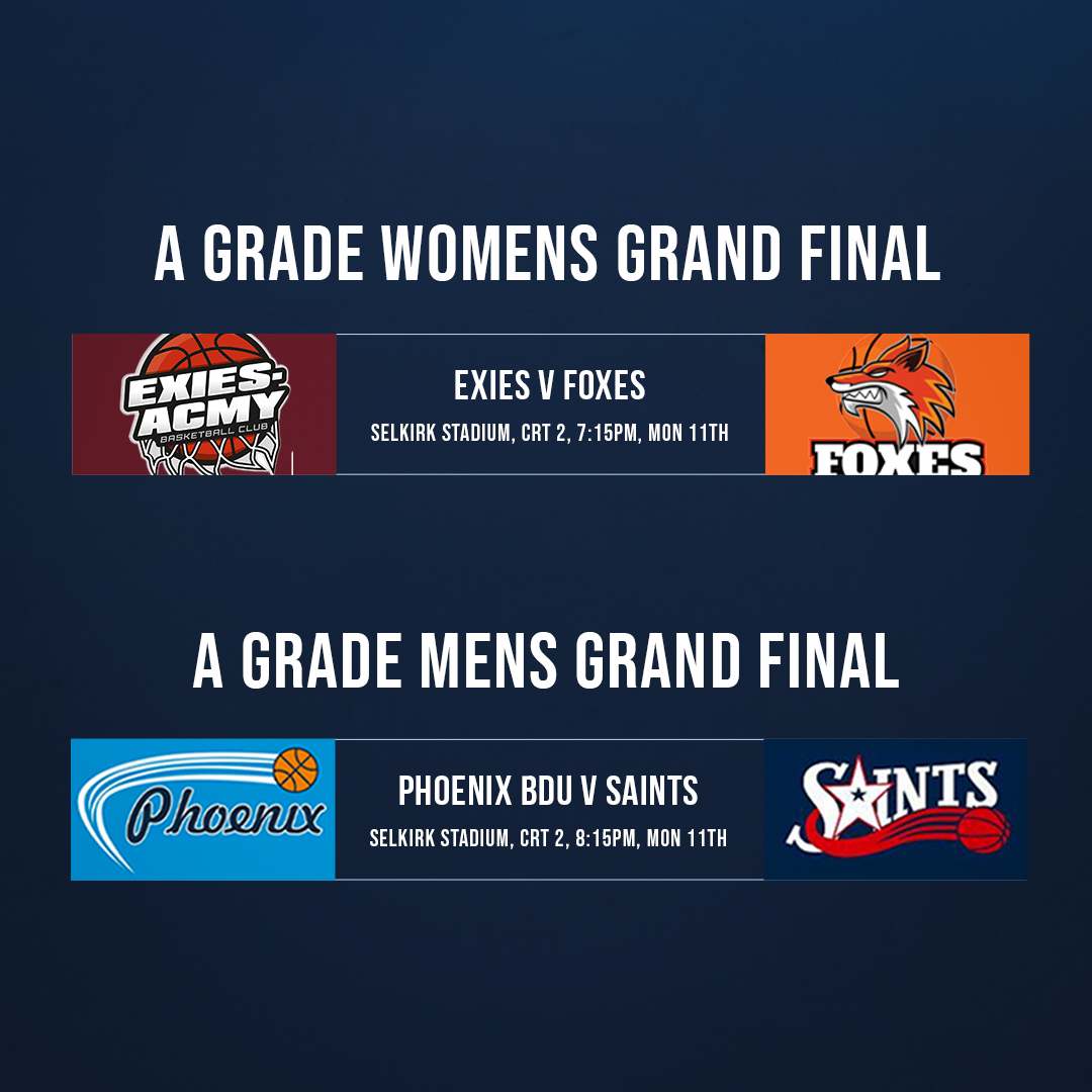 It's Grand Final time next Monday for our A Grade Men &amp; Women's competition.

Good luck to all playing in your upcoming finals! 🏀🏀
