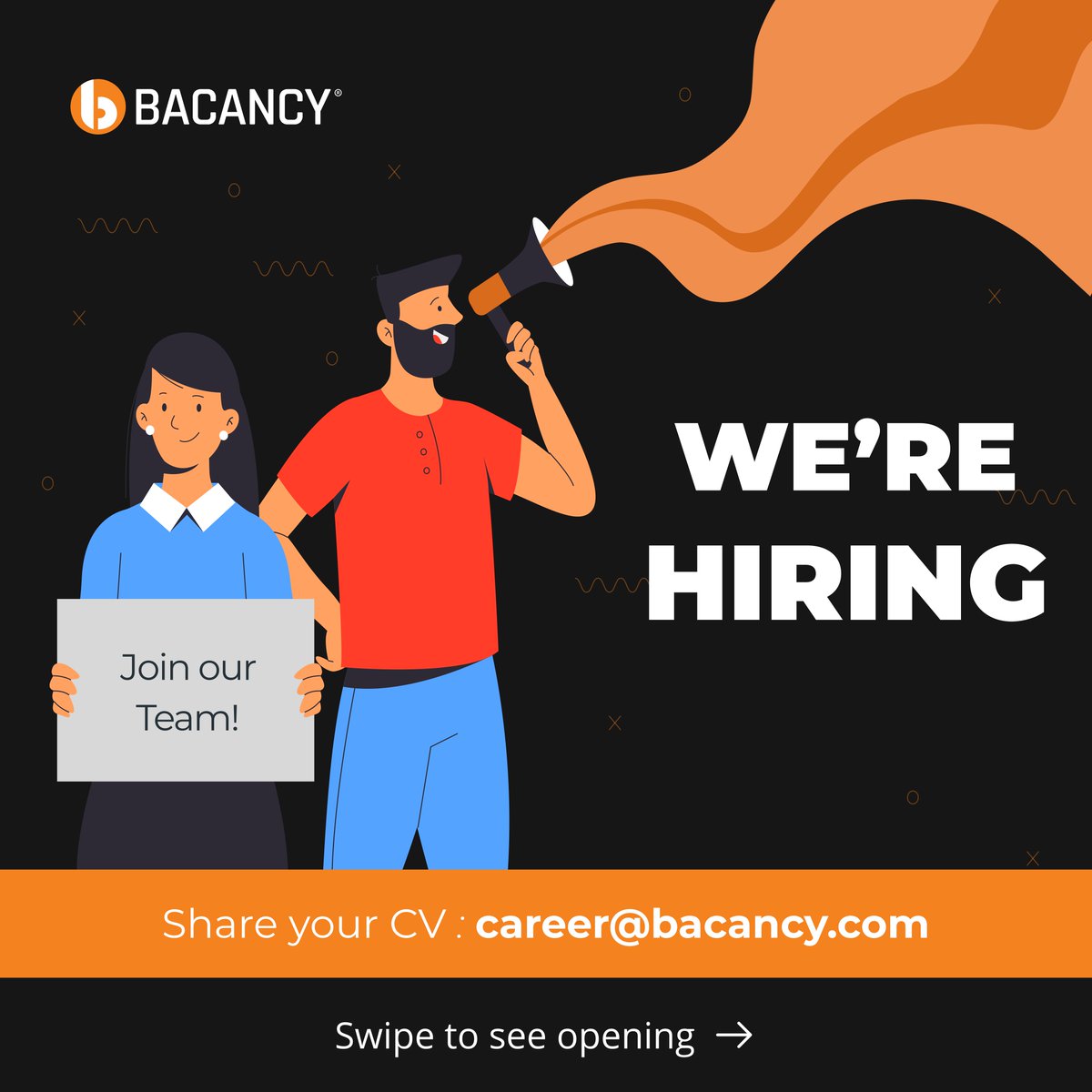 BacancyTech's tweet photo. ⚠️ We are Hiring!⚠️ #Recruiting 

Fueling Ambitions: Become a Part of Our Visionary Team!
#VacancyAtBacancy #BacancyHires #jobsinahmedabad #ahmedabadjobs #techjobs #Techjobsindia #jaipurjobs #jobsinindia #jobsintech #GrowWithBacancy #DedicatedToInnovation #BacancyTechnology https://t.co/iHYdK0rLEp